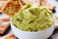 Creamy Avocado Hummus with Golden Homemade Pita Chips