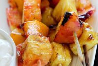 Sweet Grilled Fruit Skewers with Creamy Yogurt Dip