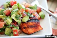 Fiery Grilled Salmon and Cool Avocado Salsa