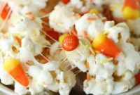 No Bake Candy Corn Popcorn Clusters