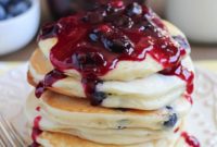 Fluffy Blueberry Pancakes with Homemade Berry Syrup