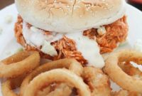 Tender & Tangy Crock Pot Buffalo Chicken Sandwiches