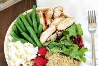 Easy Basil Vinaigrette Chicken, Quinoa and Kale Salad Bowl