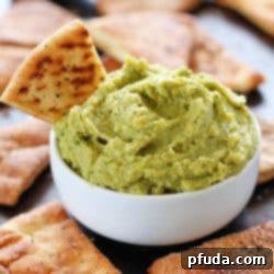 Avocado Hummus with Homemade Baked Pita Chips