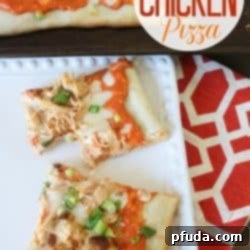Easy Ranch Chicken Pizza recipe image.