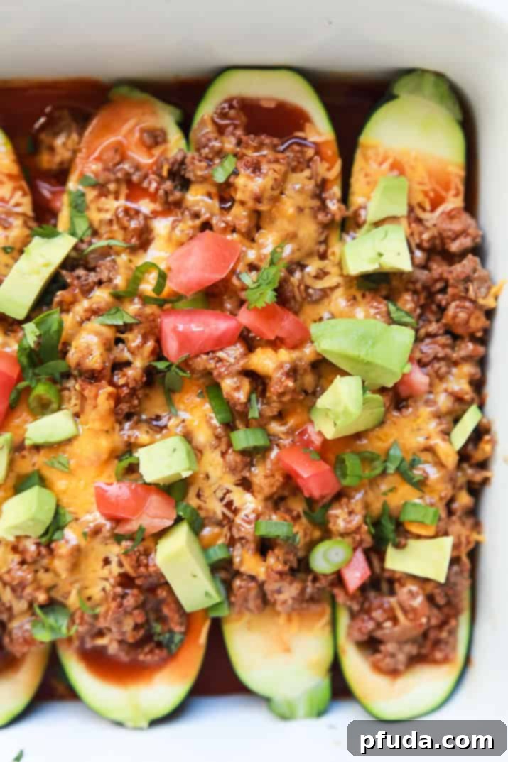 Healthy Weekly Meal Plan 66 6 Ground Beef Enchilada Zucchini Boats - healthy gluten-free version of classic Beef Enchiladas with bold flavors and low calories