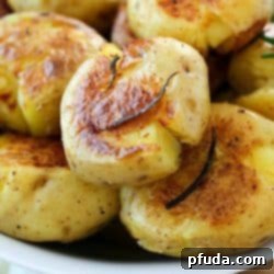 Melting Smashed Potatoes 2 A square image of Smashed Potatoes (Potatoes Fondantes) for the recipe card.