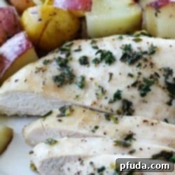 Herbed One-Pan Chicken and Roasted Potatoes 2 Delicious One-Pan Herb Baked Chicken and Potatoes recipe card image