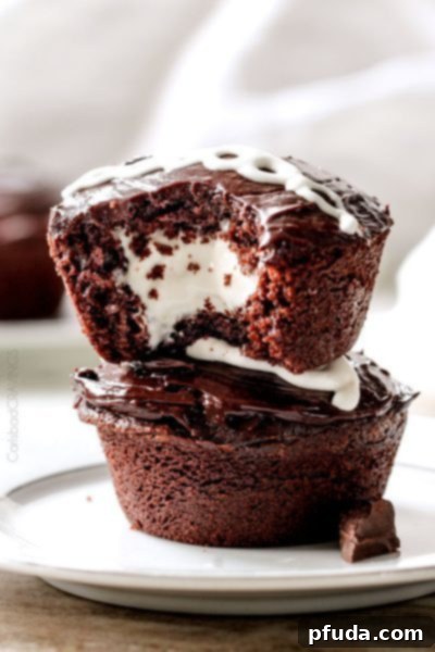 Rich and fudgy Homemade Ding Dong Cupcakes with creamy filling and chocolate glaze.