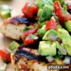 Cilantro Lime Chicken topped with Avocado Salsa