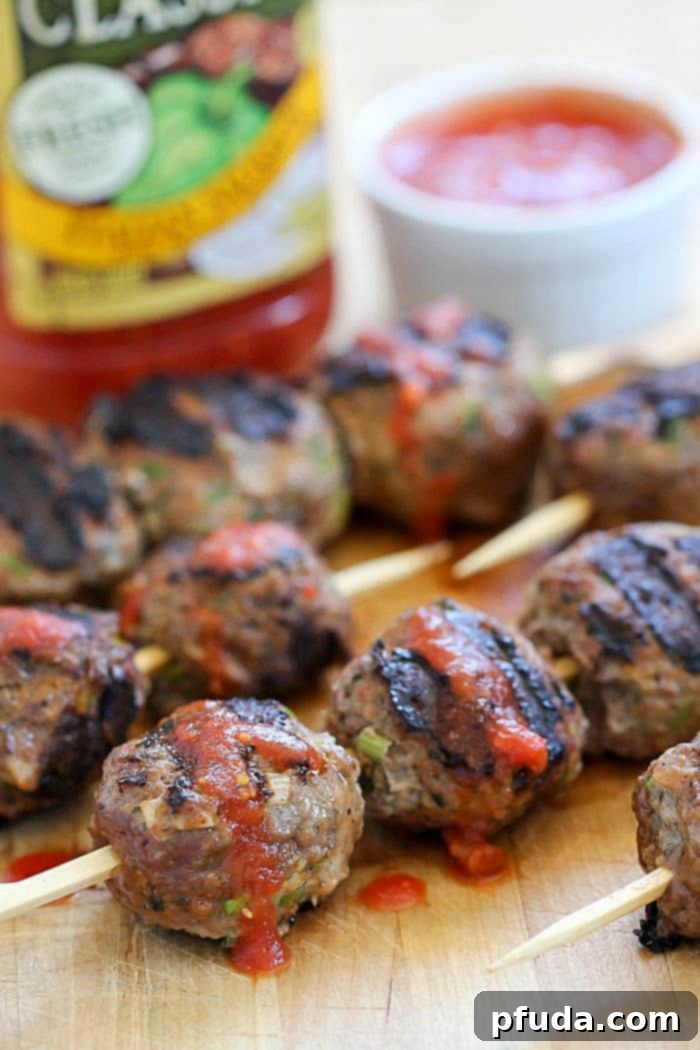 Italian Meatball Skewers 4 Perfectly grilled Skewered Italian Meatballs for any meal occasion.