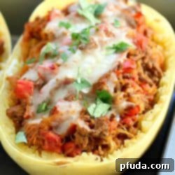 Low Carb Taco Stuffed Spaghetti Squash - SO good!