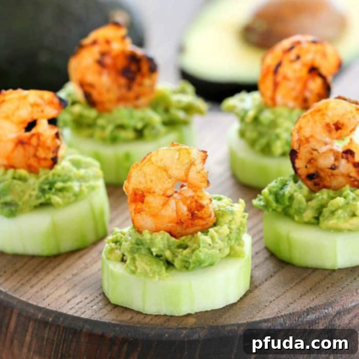 Refreshing Low Carb Shrimp & Avocado Stacks 2 This Low Carb Avocado Shrimp Cucumber Appetizer will be your new favorite appetizer! Low carb, easy to make and delicious!
