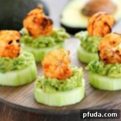 Refreshing Low Carb Shrimp & Avocado Stacks 5 This Low Carb Avocado Shrimp Cucumber Appetizer will be your new favorite appetizer! Low carb, easy to make and delicious!