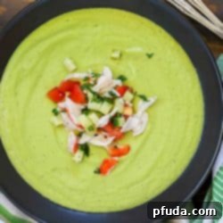 Try avocado in a new way and make this Avocado Soup with Crab! Tons of flavor packed into this dairy-free, vegetarian soup. Try topping with a little crab and cucumber salad for a little oomph!