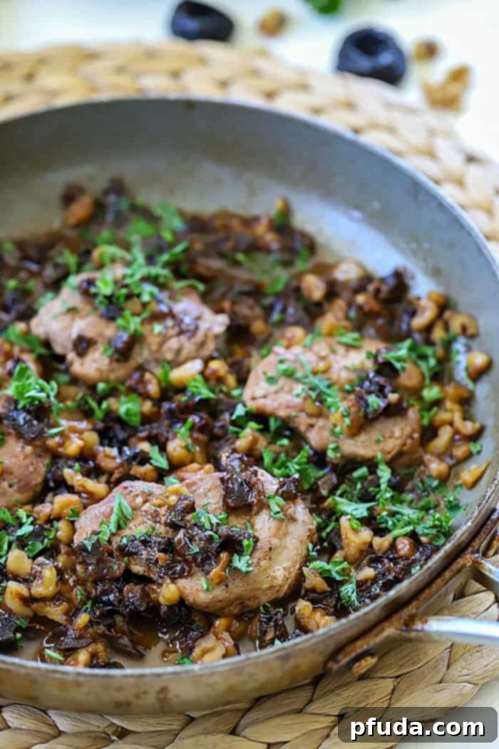 This Pork Medallions with Prunes and Walnuts Dinner will NOT disappoint! It's an explosion of delicious flavors in one easy and healthy dish. Perfect for family dinners.