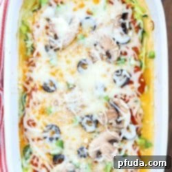 Get all the pizza goodness in this healthy Zoodle Pizza Casserole!