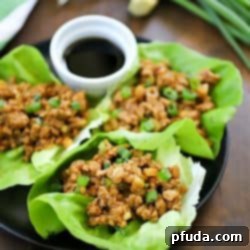 This Chicken Lettuce Wraps Recipe is seriously SO GOOD!! So much flavor in the asian inspired chicken mixture inside soft butter lettuce. Delicious!