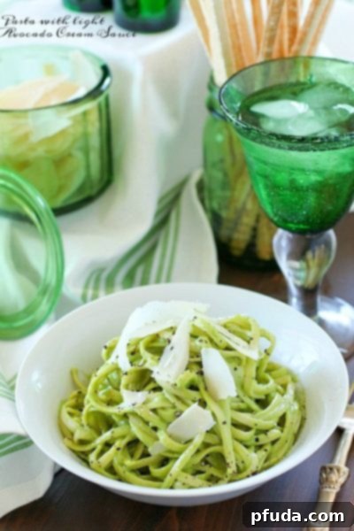 Experience the best pasta dinner ever with this Pasta tossed in a Light Avocado Cream Sauce! This dish is incredibly delicious and surprisingly healthy. You won't believe the rich flavor of this lighter cream sauce, made with just a few simple ingredients. It's quick to prepare for a weeknight meal, yet elegant enough for a special dinner!