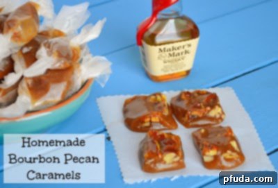 Rich Homemade Bourbon Pecan Caramels