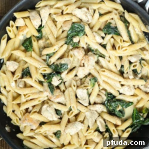 Lemon Chicken Pasta Recipe in a black bowl.
