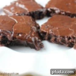 A freshly baked batch of World's Best Fudgy Brownies, topped with rich, homemade chocolate frosting.