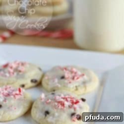 Peppermint Chocolate Chip Sugar Cookies with Mint Glaze