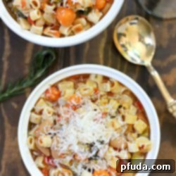 The Best Crock Pot Minestrone Soup, a healthy and filling slow cooker dinner perfect for the whole family.