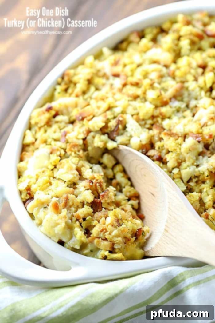 Delicious One-Dish Turkey Casserole with Stuffing Topping