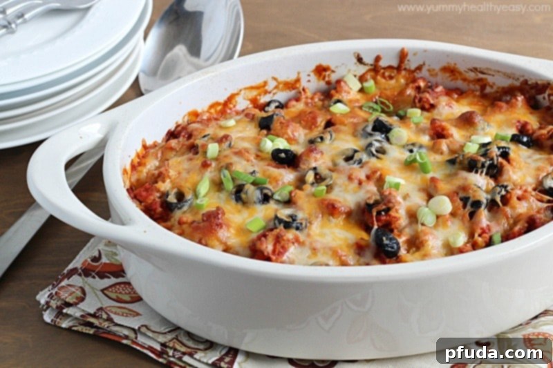 Delicious Enchilada Casserole Ready to Serve Close-up of baked Enchilada Casserole served