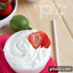 Creamy Citrus Fruit Dip | creamy fruit dip with a touch of three different citrus fruits to give it the best flavor - light, fluffy and perfect for dipping fruit into!