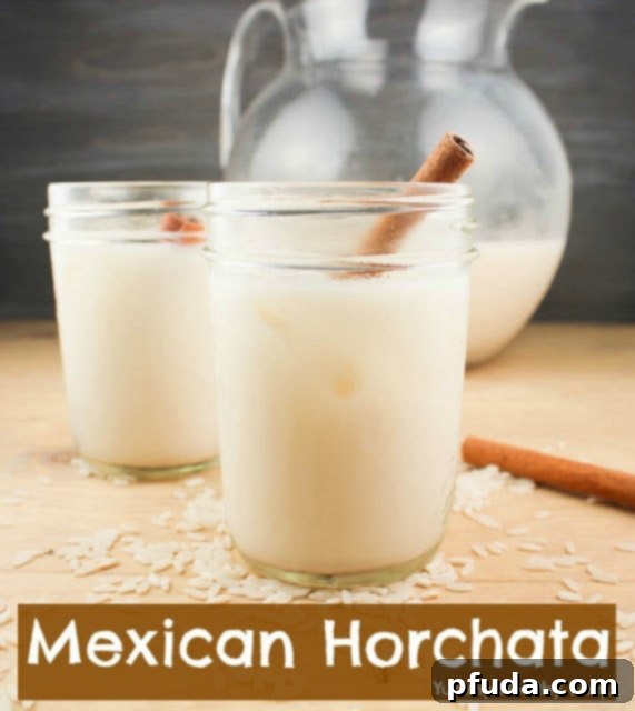 Mexican Horchata Creamy and sweet Mexican Horchata, a traditional rice drink, served in a glass with cinnamon stick.