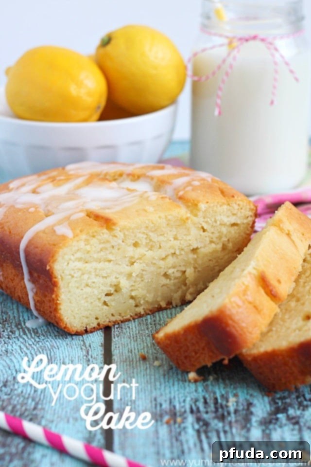 Moist, decadent lemon cake made with Greek yogurt and soaked with a lemon-sugar mixture to make it extra moist and extra lemony, featuring California yogurt.