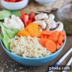 Healthy Chinese Chicken Salad - easy salad filled with fresh veggies, chicken, ramen noodles and a delicious healthy dressing.