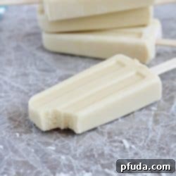 Homemade Coconut Vanilla Pudding Pops, a dairy-free dessert perfect for summer.