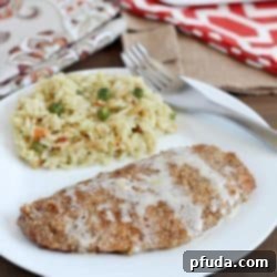 Autumn Pecan Chicken with Apple Cream 2 Pecan crusted chicken breasts cooked in a skillet, then topped with an apple cream sauce. Unique, unbelievably delicious & so easy!