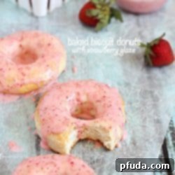 Baked Biscuit Donuts with Strawberry Glaze