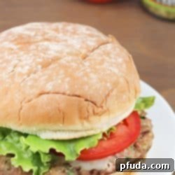 Flavorful Turkey Pesto Burger made with ground turkey, pesto, cilantro and green onions then topped with mozzarella and tomatoes - moist and delicious!