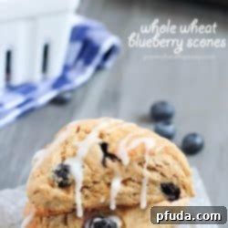 Whole Wheat Blueberry Scones - delicious scones made healthier and filled with blueberries!