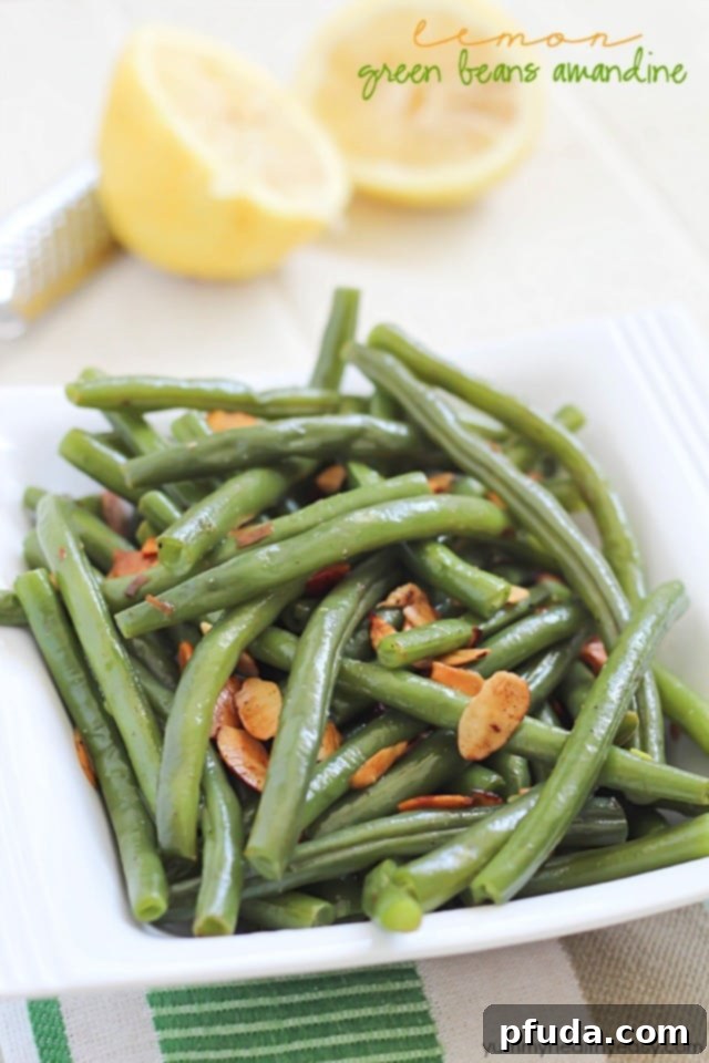 Crisp Lemony Green Beans with Toasted Almonds 2 Lemon Green Beans Amandine - an easy and delicious side dish!