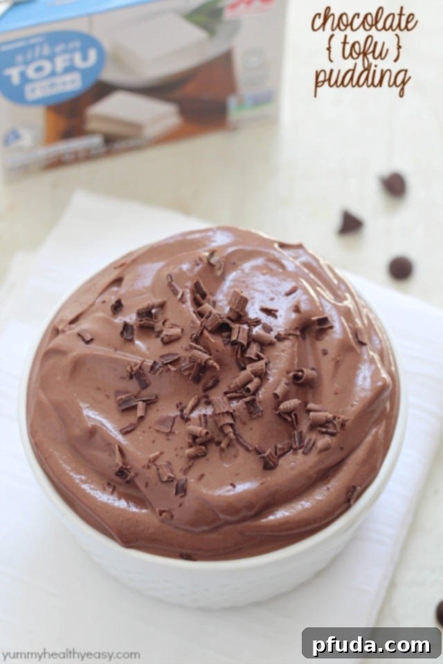 Chocolate Tofu Pudding - velvety smooth, chocolatey and unbelievably easy! Only three main ingredients and a few spices will make you a dessert you won't even believe is healthier! Chocolate Tofu Pudding - velvety smooth, chocolatey and unbelievably easy! Only three main ingredients and a few spices will make you a dessert you won't even believe is healthier!