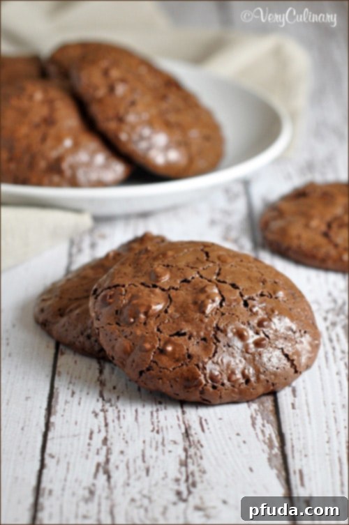 Flourless Chocolate Pecan Cookies from Very Culinary: Gluten-free, rich chocolate, healthy fats from pecans, and delightful crunch.