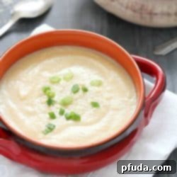EASY Cauliflower Soup that's super healthy but doesn't taste healthy (hint: YUM!) Vegetarian, gluten-free, paleo and clean eating. So delicious!