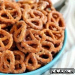 Easy Ranch Pretzels, a 3-ingredient crunchy and flavorful snack.