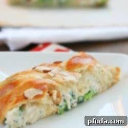 Chicken Broccoli Braid - crescent dough filled with a delicious mixture of chicken, broccoli, mayo and spices, all braided up into a fun braid. An easy dinner idea the whole family will love!