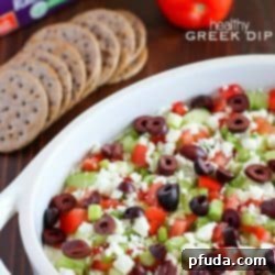 Wholesome Gluten-Free Greek Delight 8 Deliciously healthy greek dip, made with a protein-rich cottage cheese base (with ranch seasonings!) then topped with cucumbers, green onions, tomatoes, kalamata olives, and feta cheese. Healthy and full of flavor! #breton #ad
