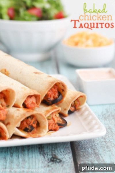 Baked Chicken Taquitos - only a handful of easy ingredients and is cooked in under 30 minutes.