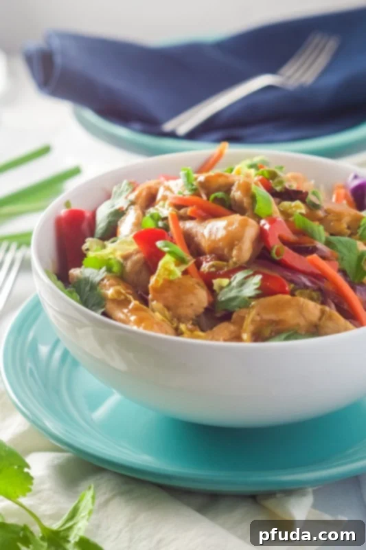 Your Fourth Week of Wholesome Eating 6 Delicious Honey Sriracha Chicken Rice Noodle Bowls, a sweet, spicy, and healthy homemade Asian meal.