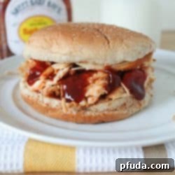 Slow Cooker BBQ Chicken Sandwiches - Recipe Card Image