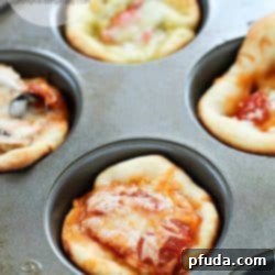 Muffin Tin Pizza Bites 2 Delicious Muffin Tin Mini Pizzas with various toppings.